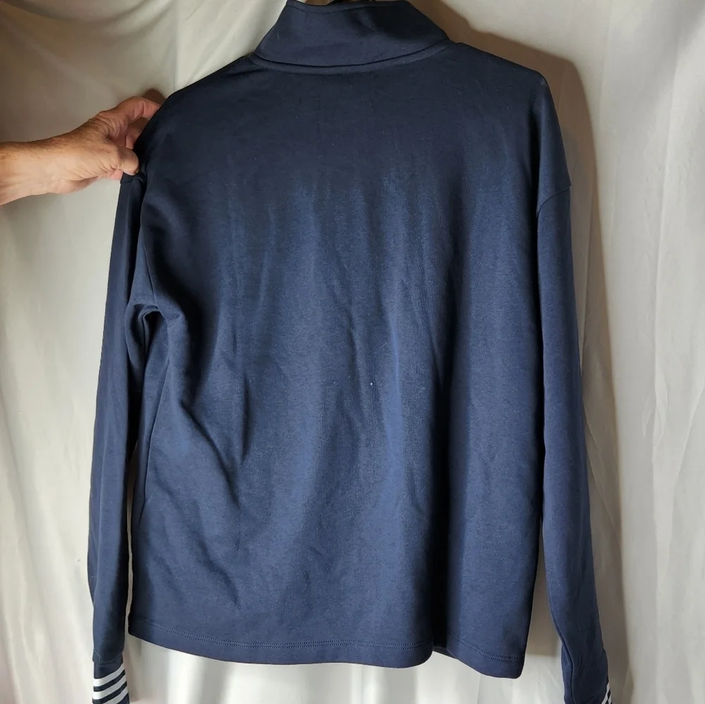 Nautica Women's Quarter Zip Cotton Blend Sweater, Navy Seas Blue,  Size L